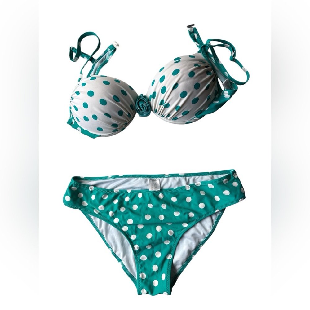 Aria Green and White Polka Dot Bikini